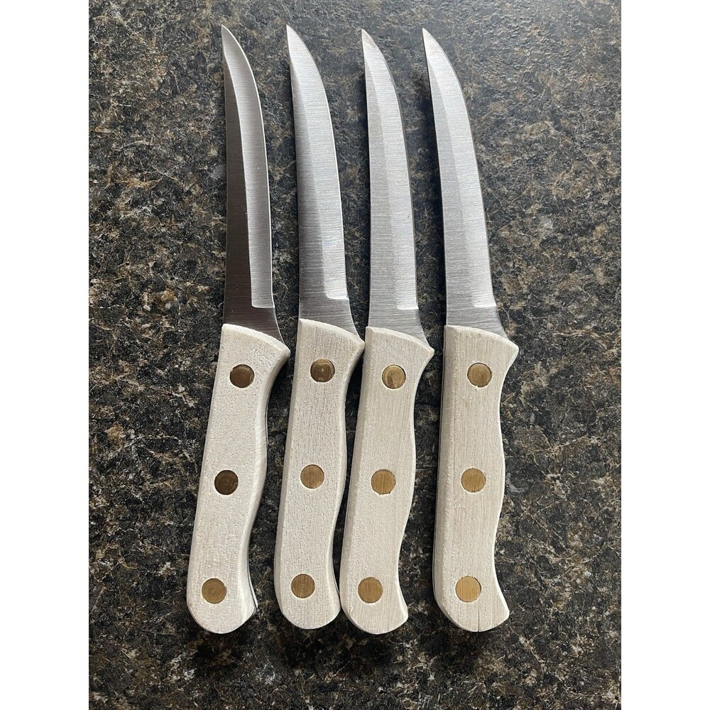 Vintage Chicago Cutlery 61S 6” Boning Utility Knives Set of 4 Brass Rivets